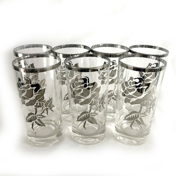 Vintage Mid Century Modern Glasses Highball 12 oz. Set of 7 - Picture 1 of 6